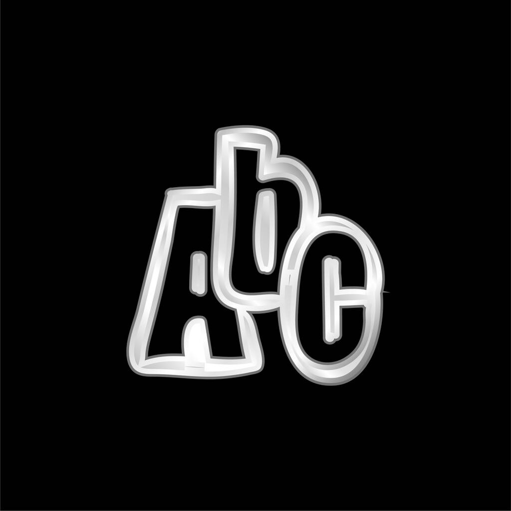ABC ručně kreslené písmena stříbrné pokovené kovové ikony - Vektor, obrázek