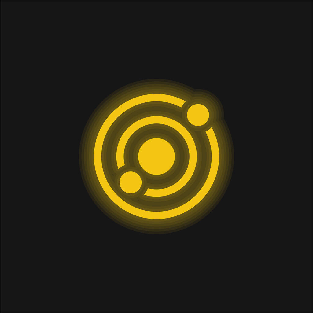 Astronomy yellow glowing neon icon - Vector, Image