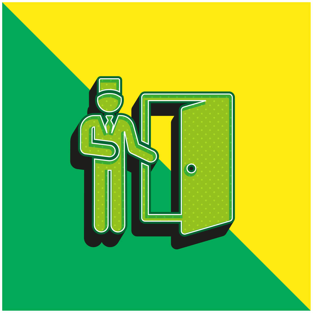 Bell Boy logo icona vettoriale 3d moderna verde e gialla - Vettoriali, immagini