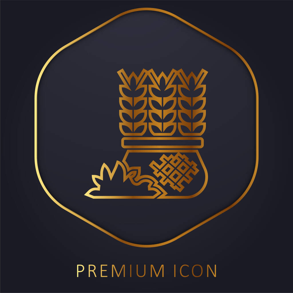 Cebada línea dorada logotipo premium o icono - Vector, Imagen