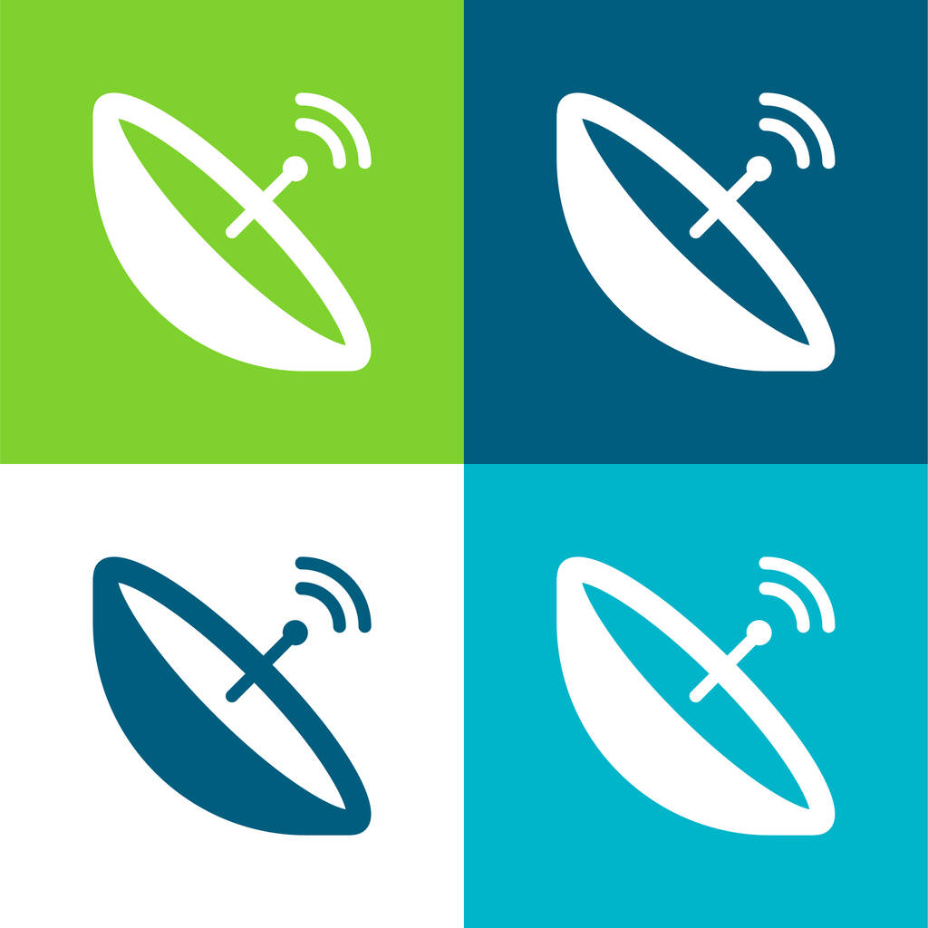 Antenna Set icona minimale a quattro colori piatto - Vettoriali, immagini