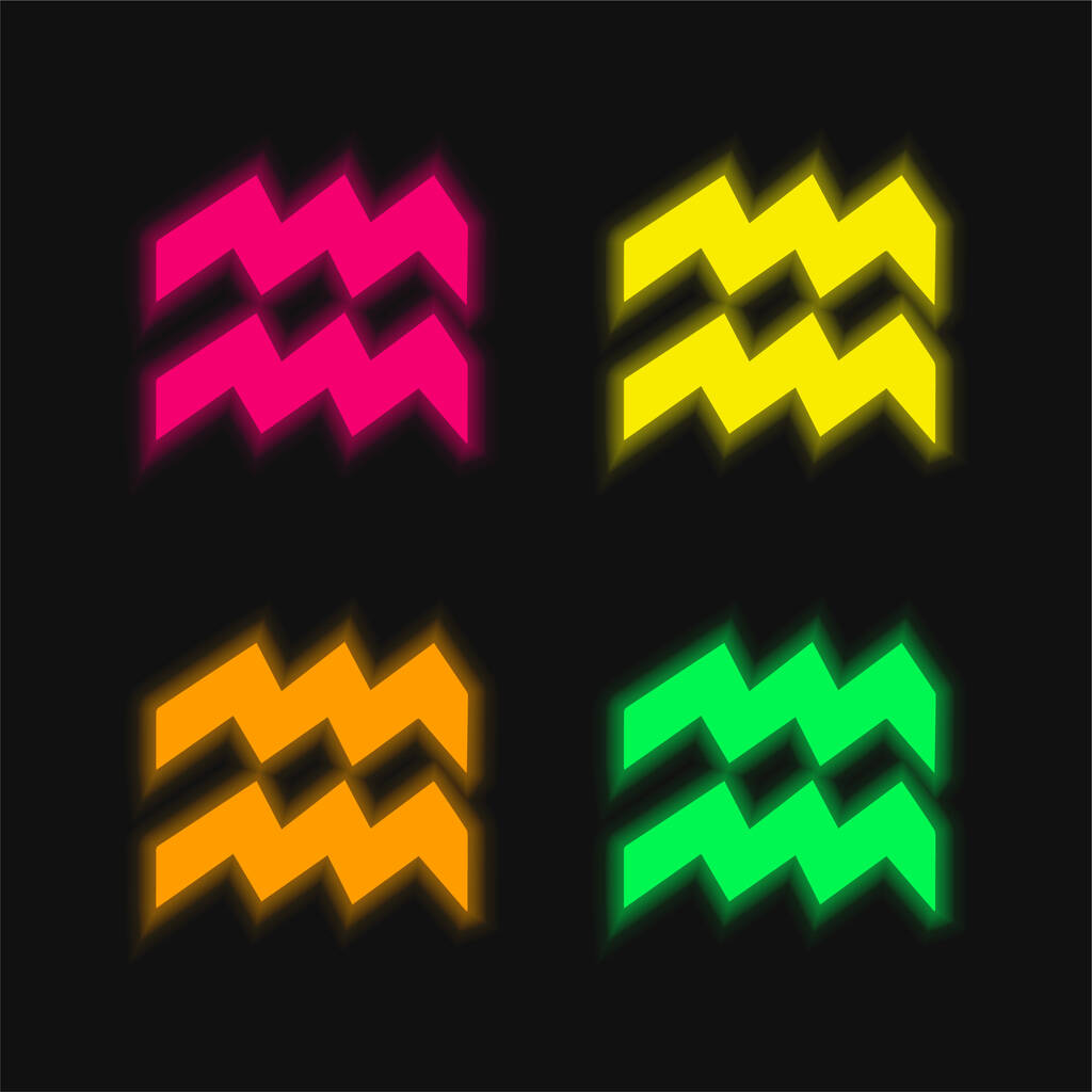 Vodnář Astrologické znamení čtyři barvy zářící neonový vektor ikona - Vektor, obrázek