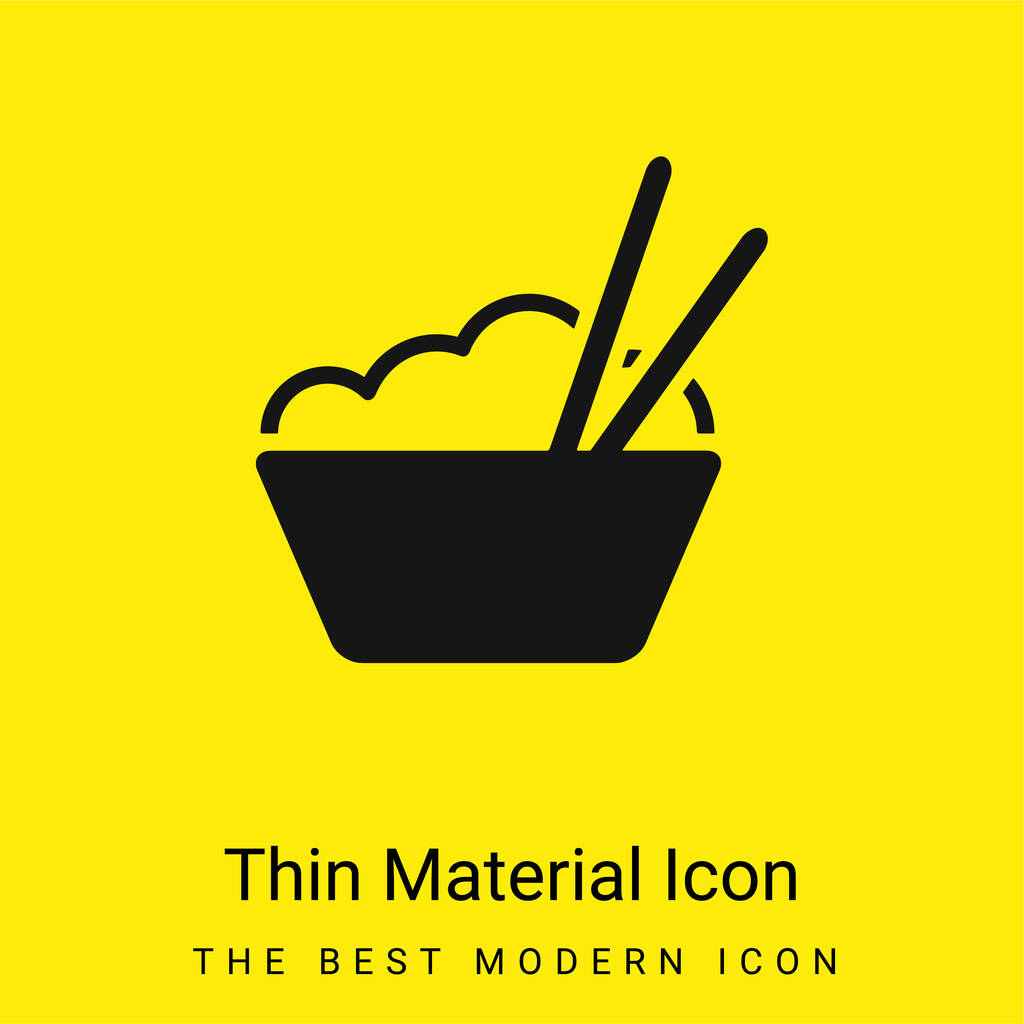 ご飯と箸でボウル最小限の明るい黄色の材料のアイコン - ベクター画像