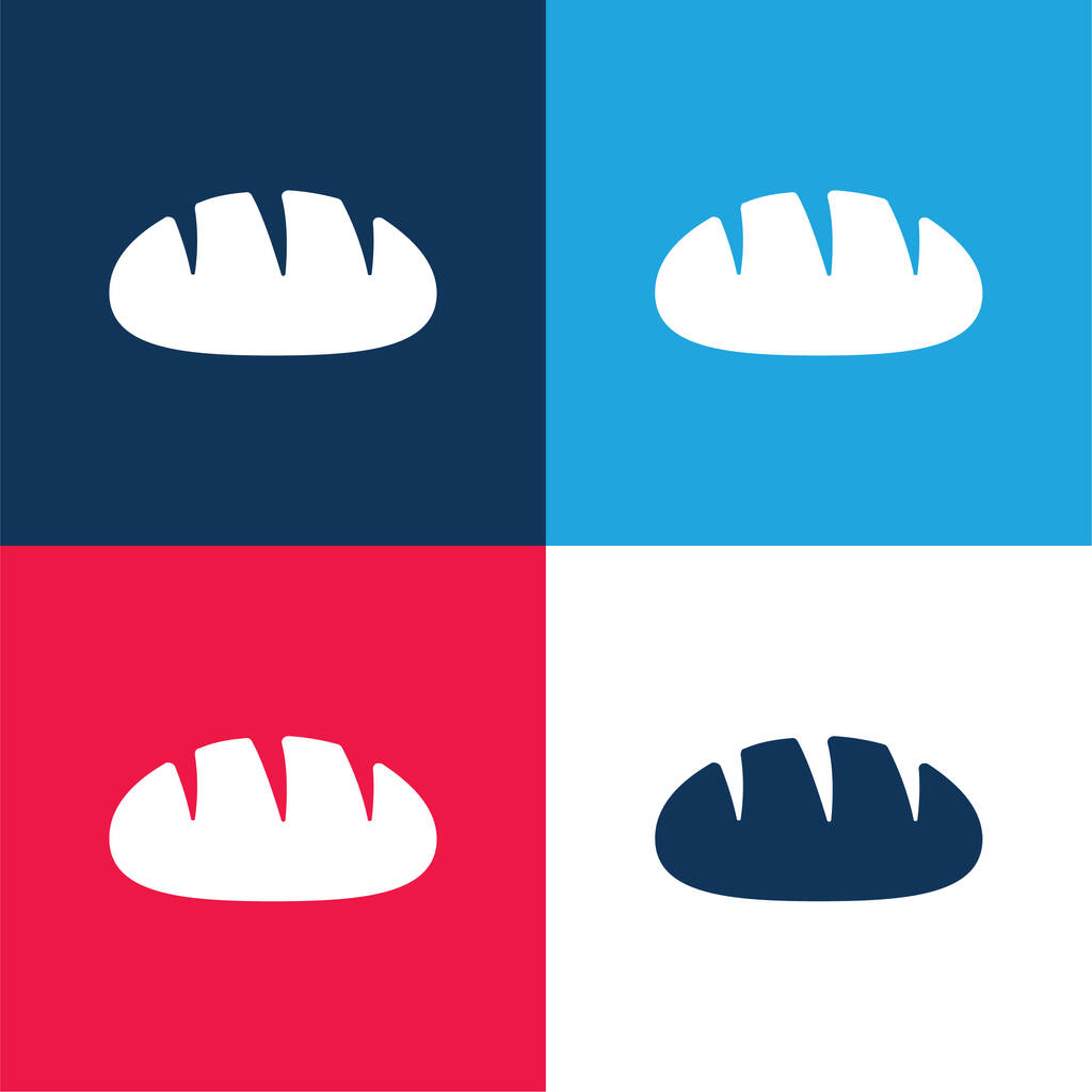 Bread Silhouette Side View blue and red four color minimal icon set - Vector, Image