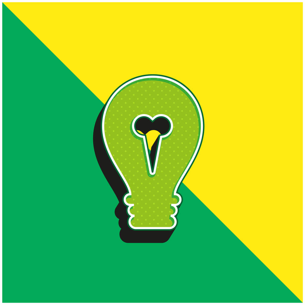 Big Light Bulb Zielona i żółta nowoczesna ikona wektora 3D logo - Wektor, obraz