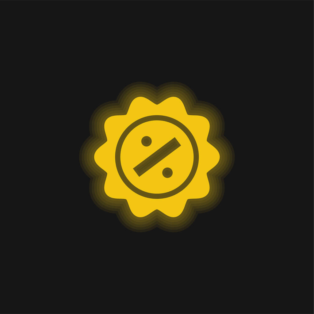 Odznaka żółta świecąca ikona neonu - Wektor, obraz