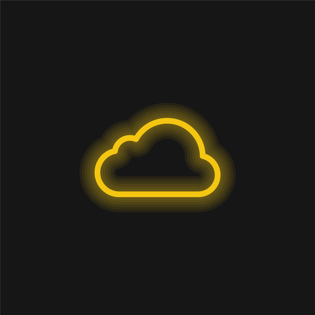 Große Wolke gelb leuchtende Neon-Symbol - Vektor, Bild