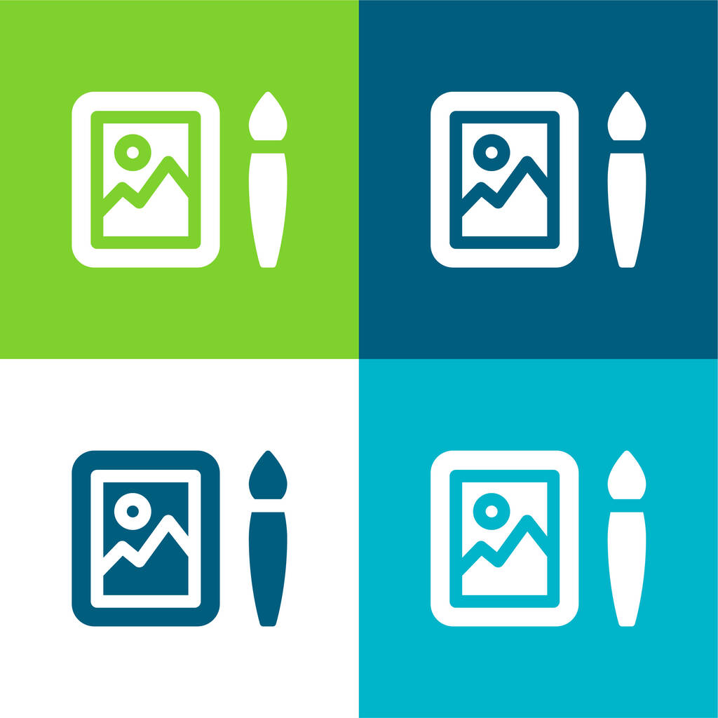 Arte Plano de cuatro colores mínimo icono conjunto - Vector, Imagen
