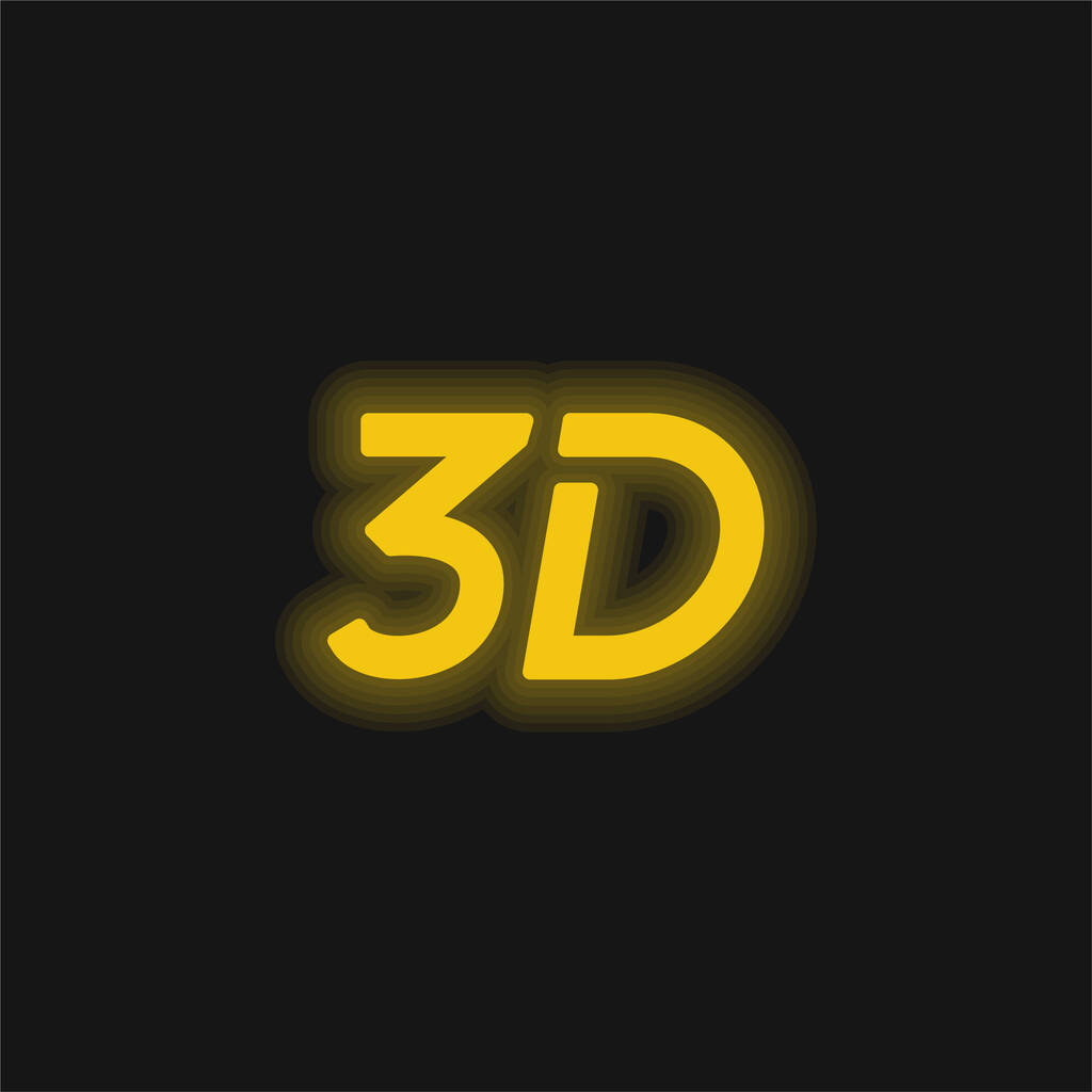 3D-s szimbólum sárga izzó neon ikon - Vektor, kép