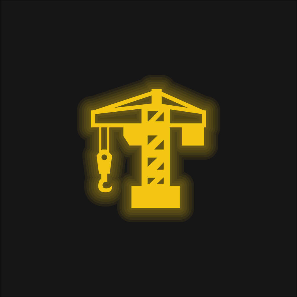 Architecture Outil de grue jaune brillant icône néon - Vecteur, image