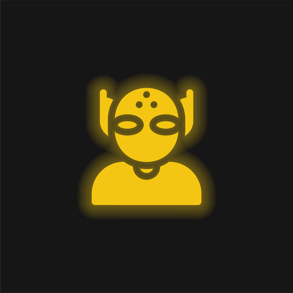 Obcy żółty świecący neon ikona - Wektor, obraz