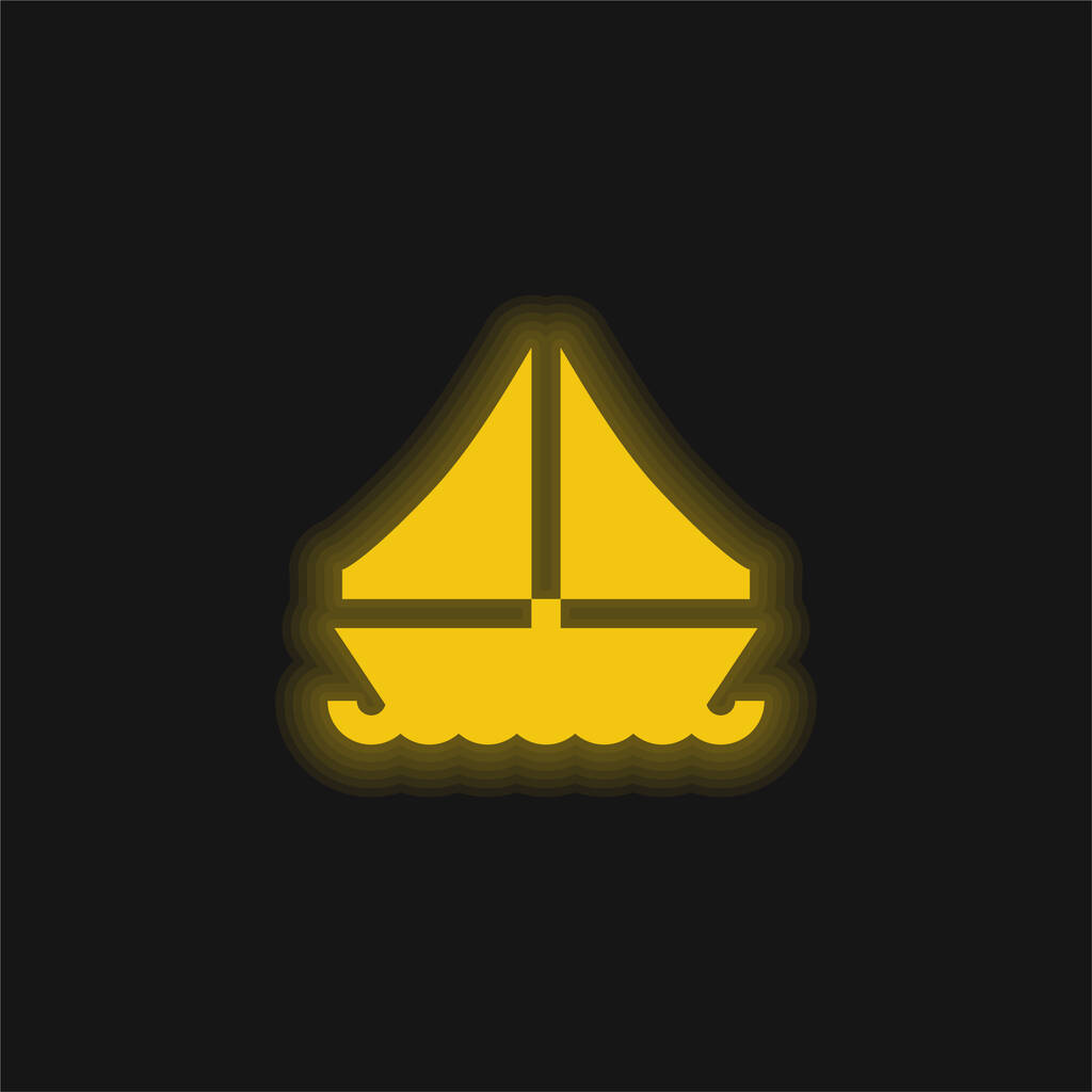 Barca giallo incandescente icona al neon - Vettoriali, immagini