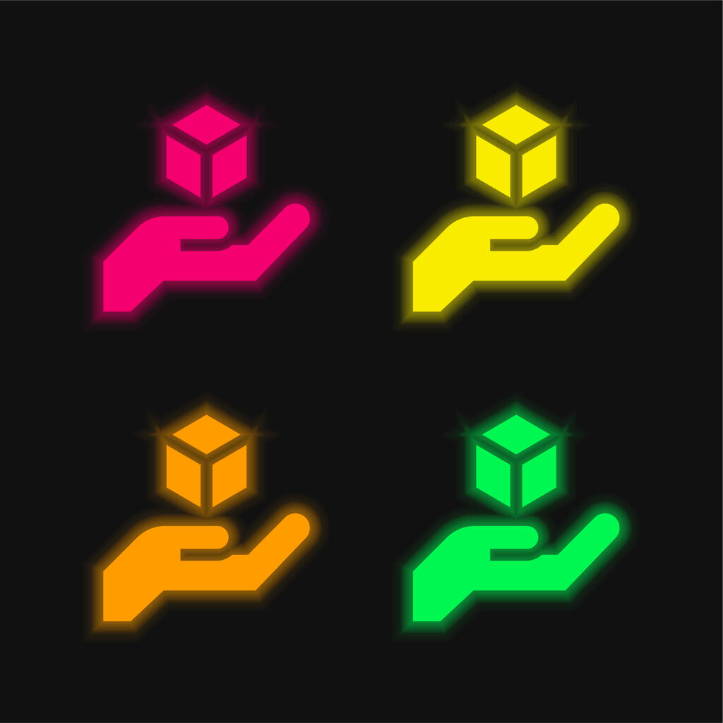3d modelagem de quatro cores brilhante neon vetor ícone - Vetor, Imagem