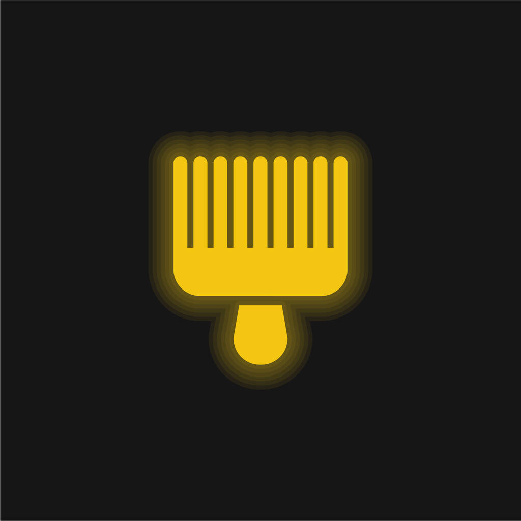Afro Pick giallo icona al neon incandescente - Vettoriali, immagini