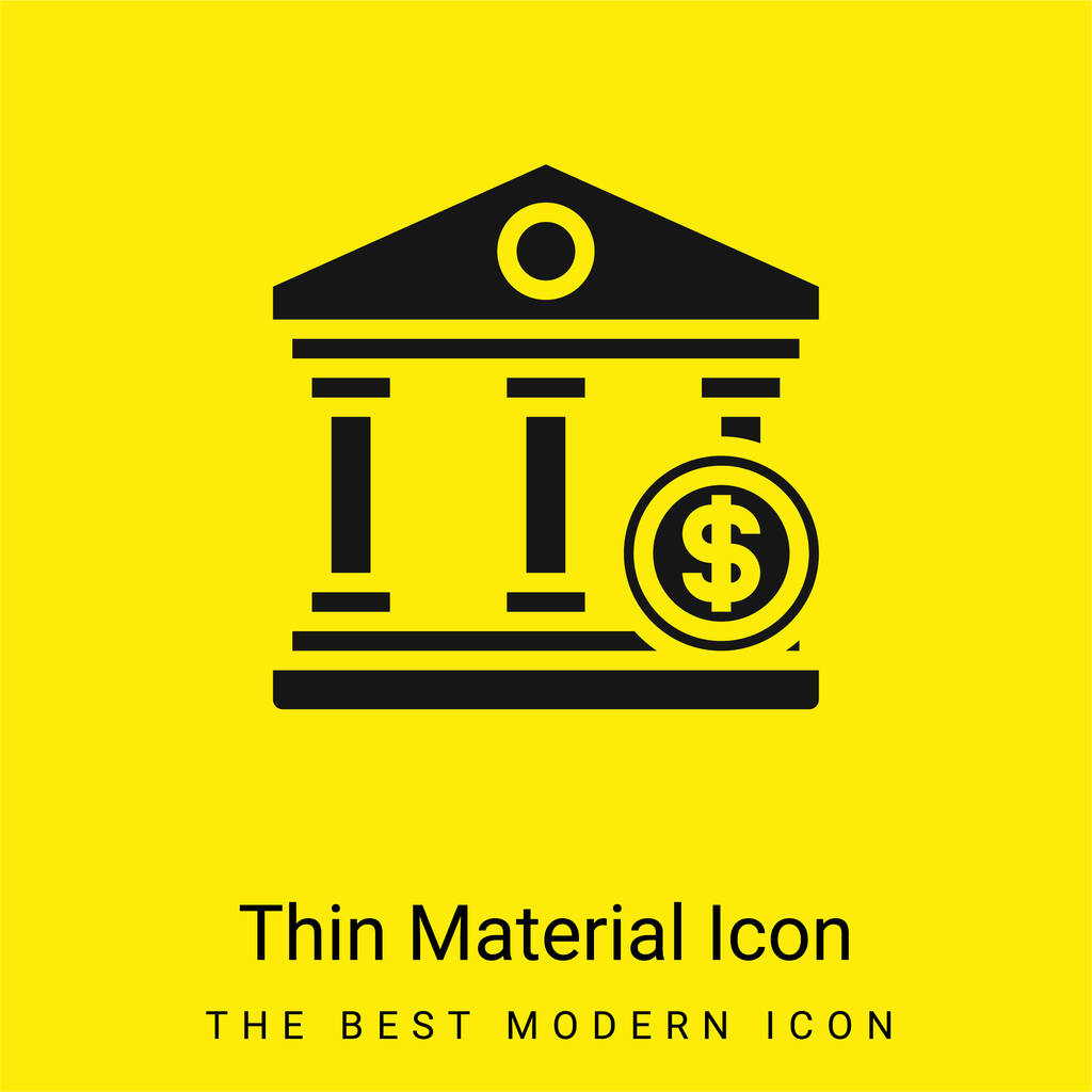 Banco mínimo icono de material amarillo brillante - Vector, imagen