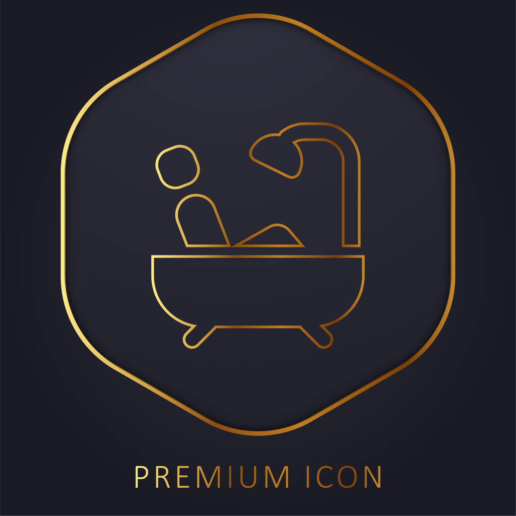 Bañera línea dorada logotipo premium o icono - Vector, imagen