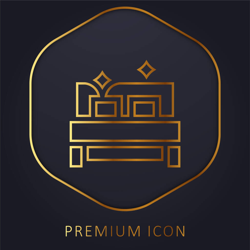 Bedroom golden line premium logo or icon - Vector, Image