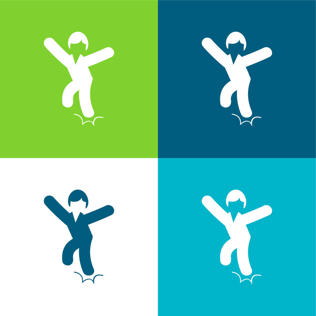 Boka rándulás Lapos négy szín minimális ikon készlet - Vektor, kép