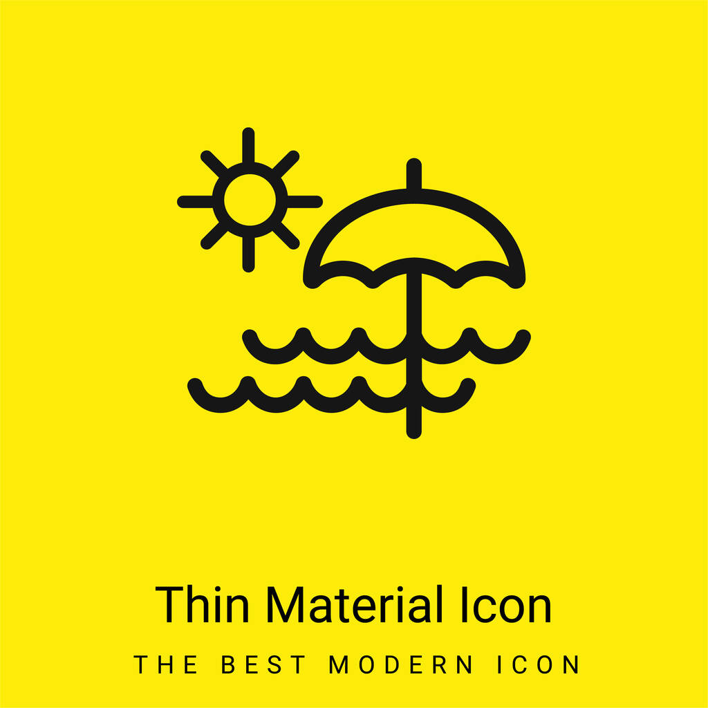 Día de la playa mínimo icono de material amarillo brillante - Vector, imagen