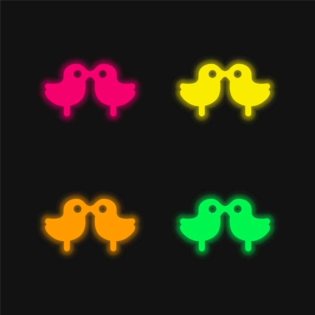 pássaro quatro cor brilhante neon vetor ícone - Vetor, Imagem