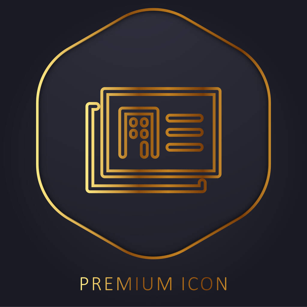 Architecte Cartes de présentation Golden Line logo premium ou icône - Vecteur, image