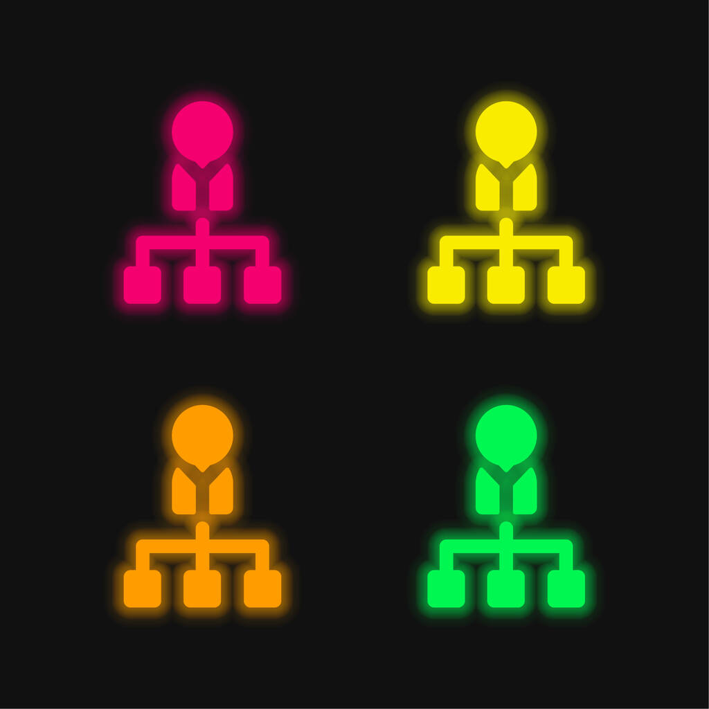 Jefe de cuatro colores brillante icono de vectores de neón - Vector, imagen