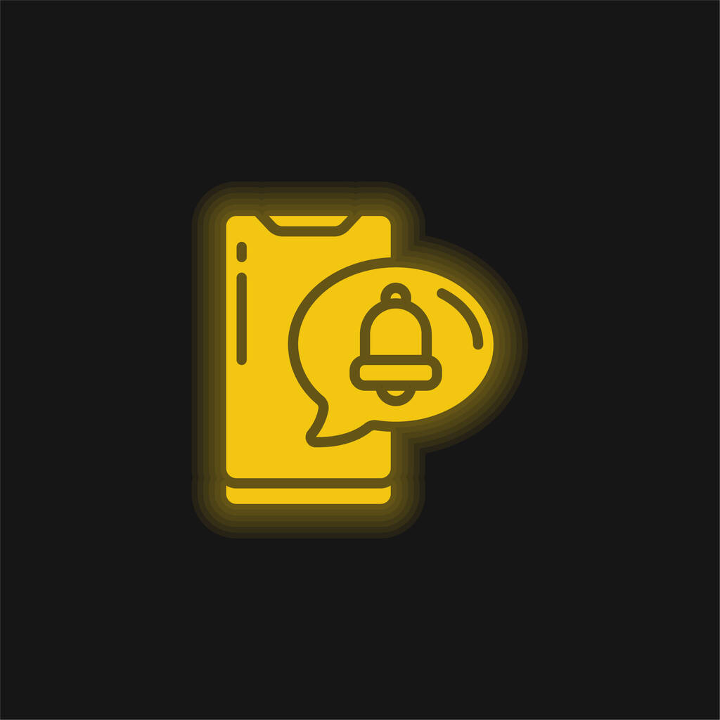 Alarma amarillo brillante icono de neón - Vector, Imagen