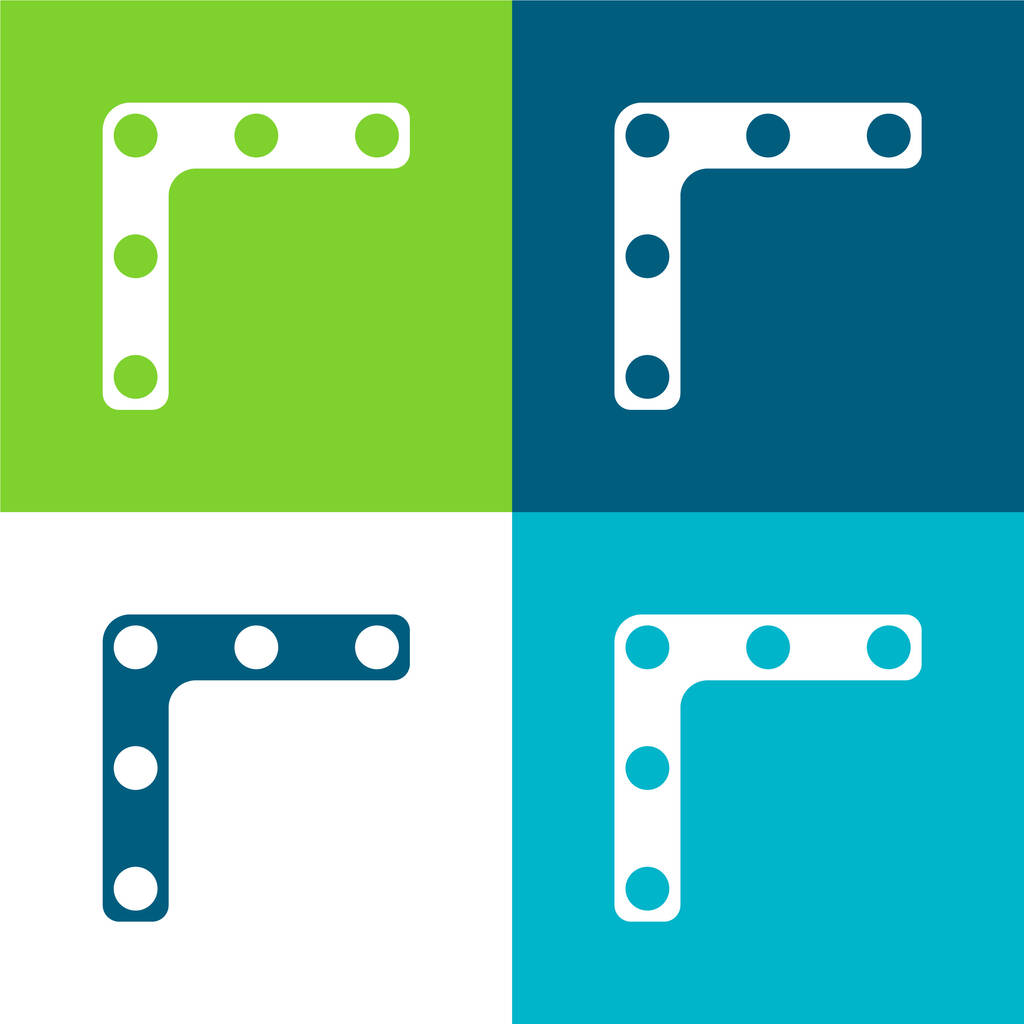 Support Ensemble d'icônes minimal plat à quatre couleurs - Vecteur, image