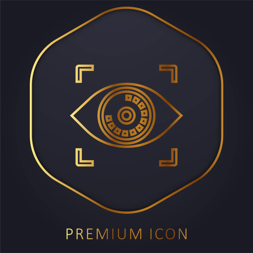 Logo nebo ikona prémie zlaté čáry biometrického rozpoznání - Vektor, obrázek