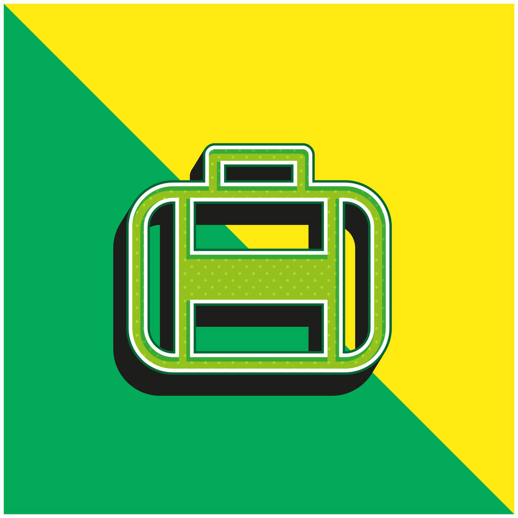 Большой Чемодан Зеленый и желтый современный 3d векторный логотип - Вектор,изображение
