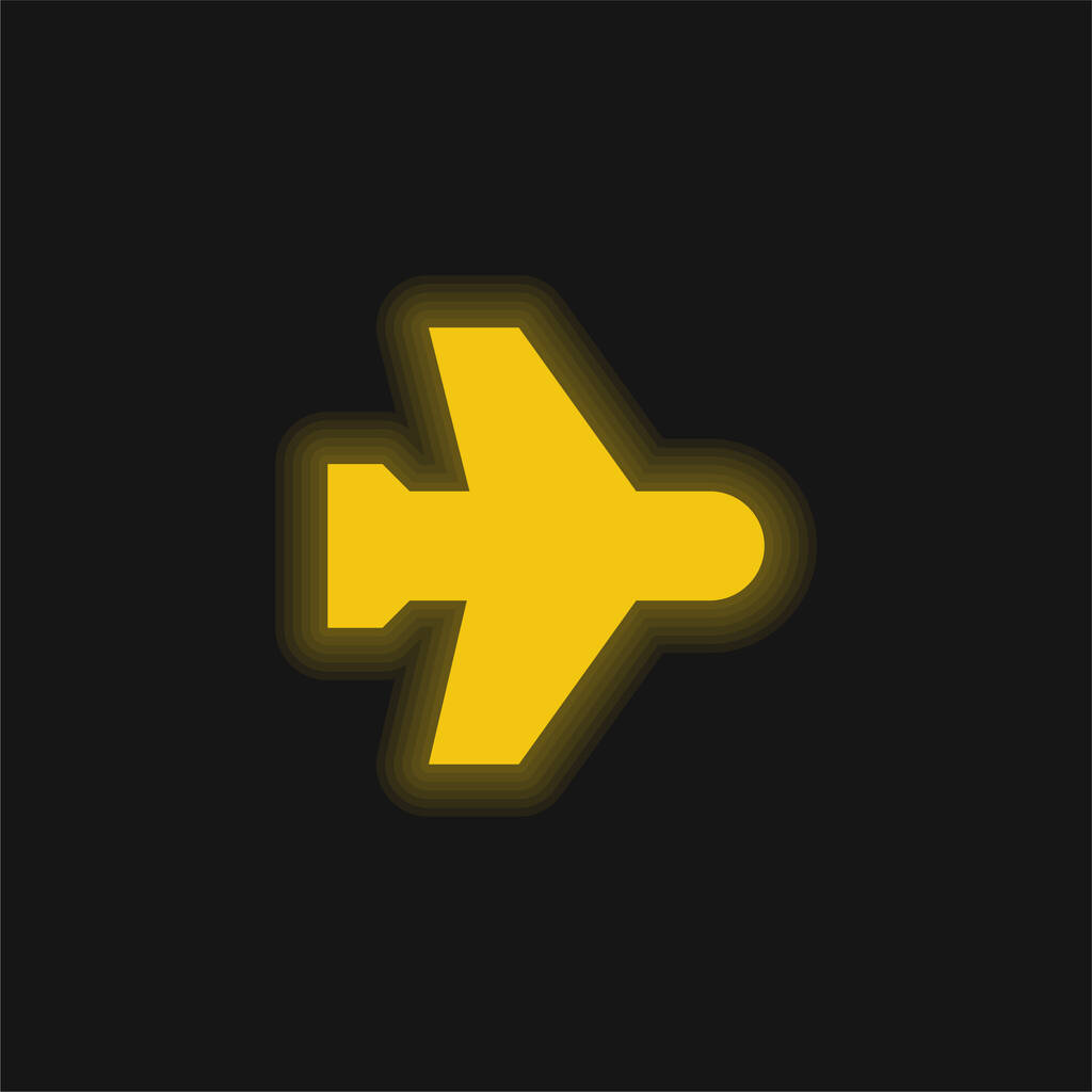 Αεροπλάνο Λειτουργία κίτρινο λαμπερό νέον εικονίδιο - Διάνυσμα, εικόνα