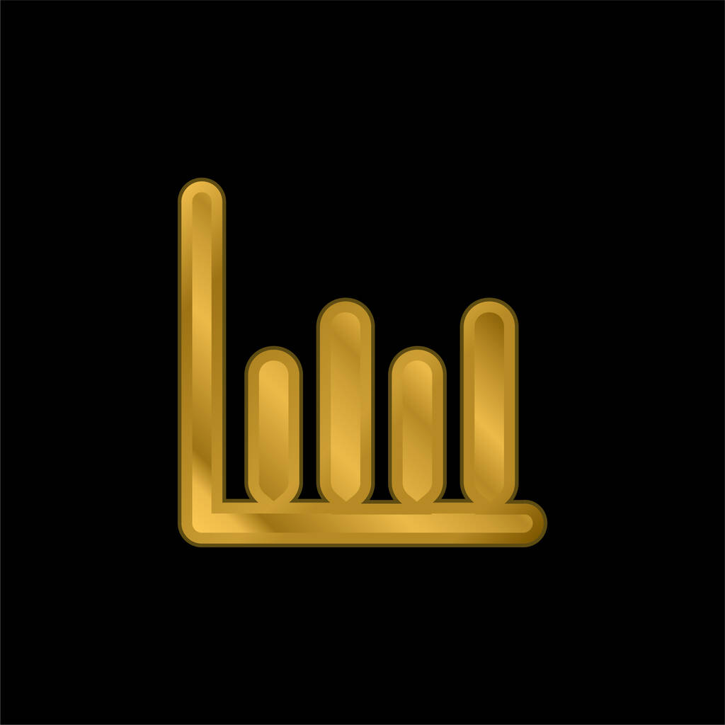 Bars Graphic gold plated metalic icon or logo vector - Vector, Image