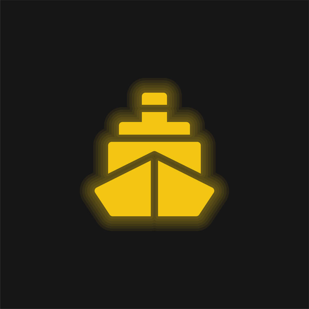 Żółty jacht świecący neon ikona - Wektor, obraz