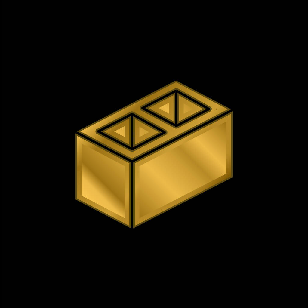 Tömb aranyozott fémes ikon vagy logó vektor - Vektor, kép