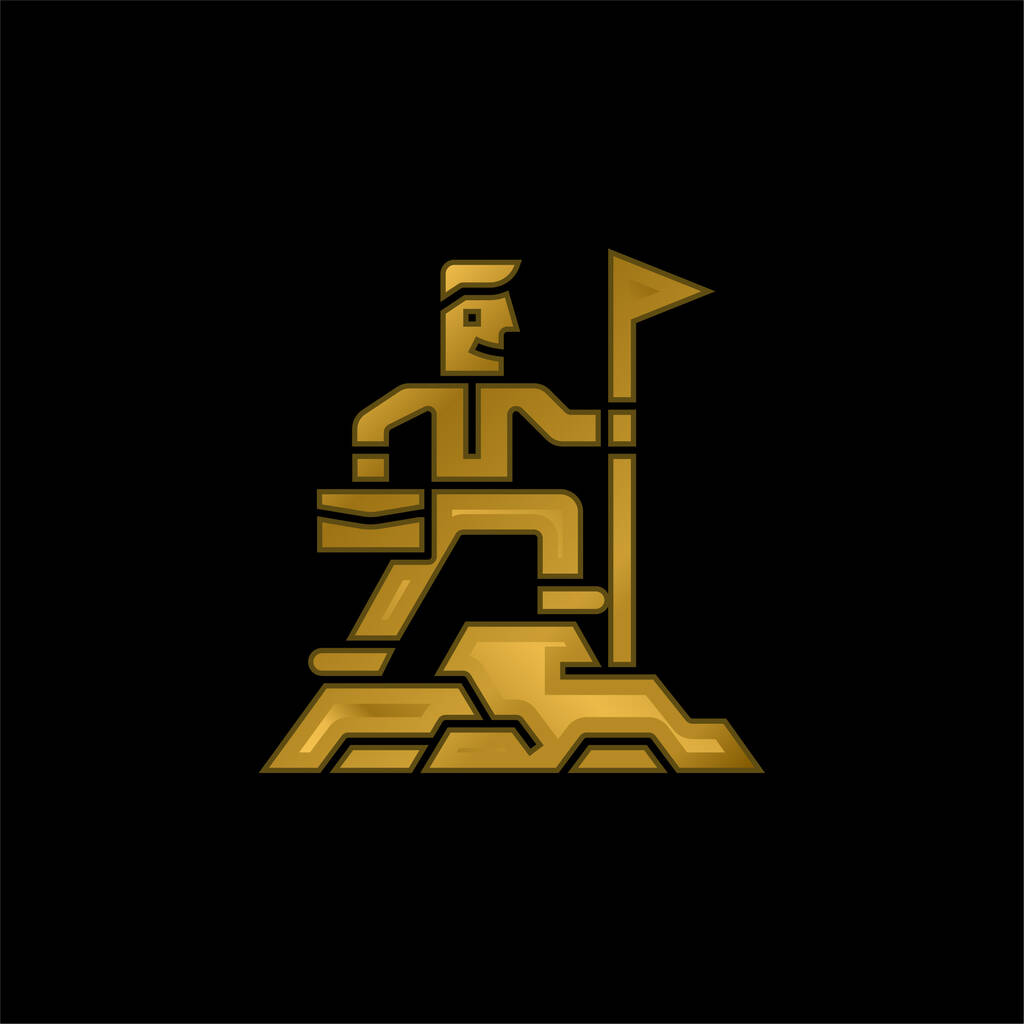 Conquista banhado a ouro ícone metálico ou vetor logotipo - Vetor, Imagem