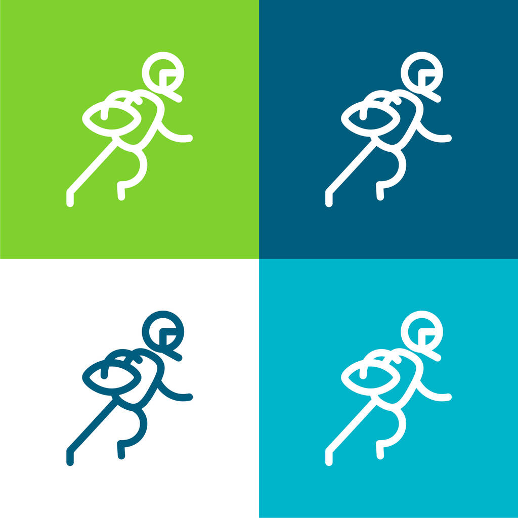 Американский футболист Плоский четырехцветный минимальный набор значков - Вектор,изображение