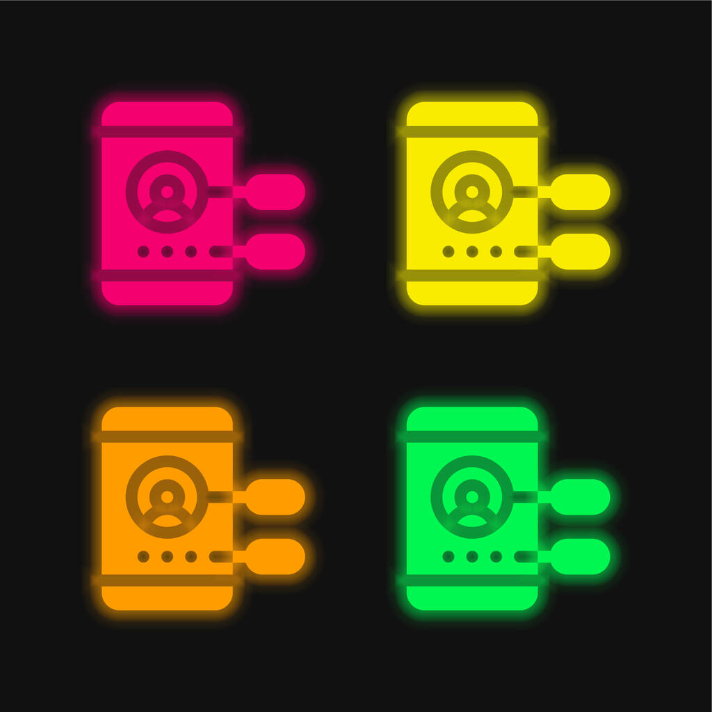 Alkalmazásfejlesztés négy szín izzó neon vektor ikon - Vektor, kép