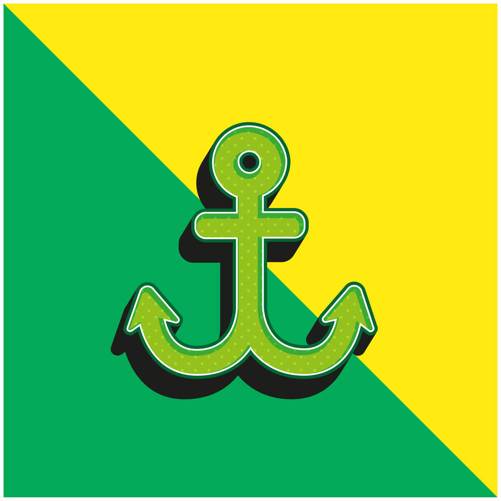 Якорь Зеленый и желтый современный 3d логотип векторной иконы - Вектор,изображение
