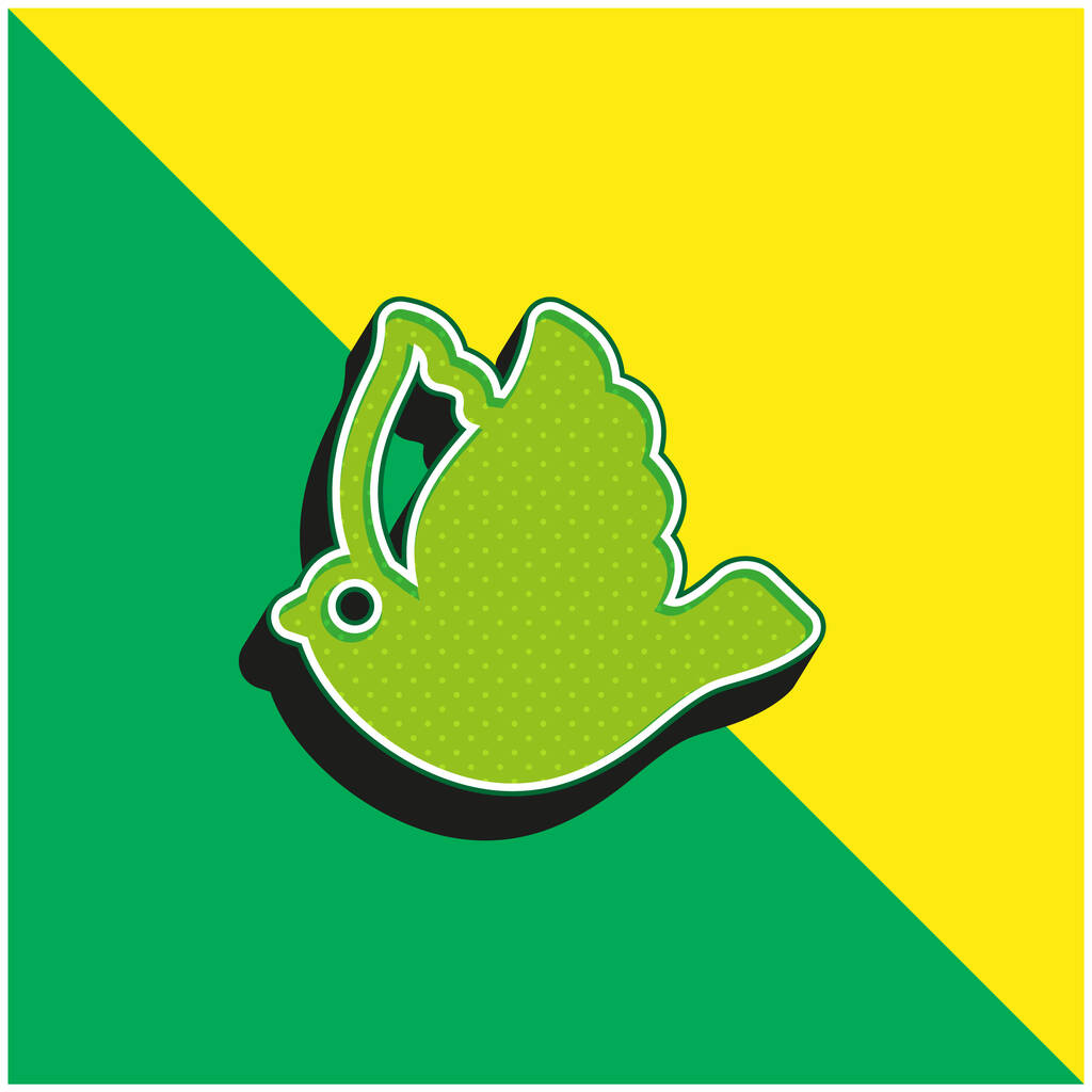 Madár Zöld és sárga modern 3D vektor ikon logó - Vektor, kép