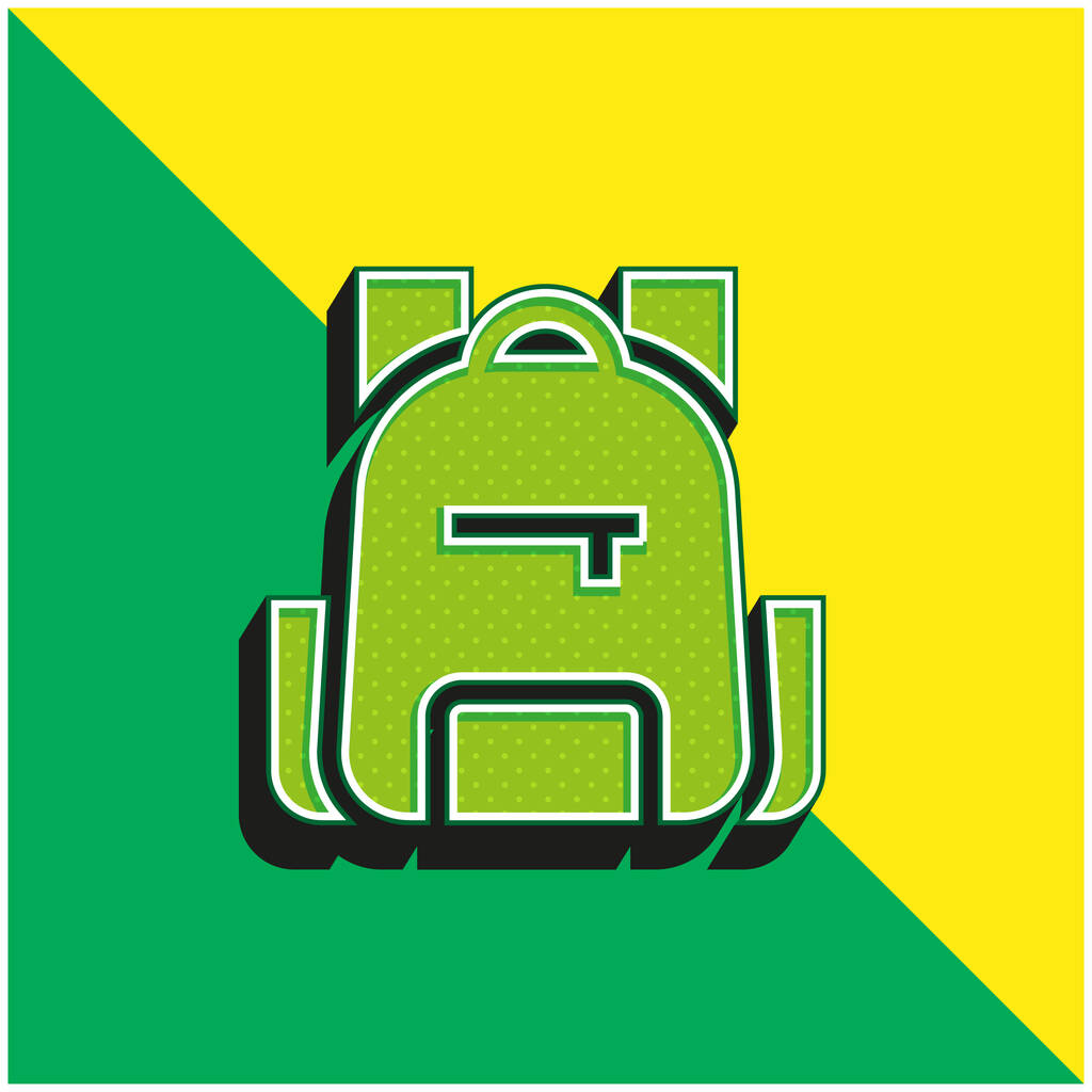Rugzak Groen en geel modern 3D vector pictogram logo - Vector, afbeelding
