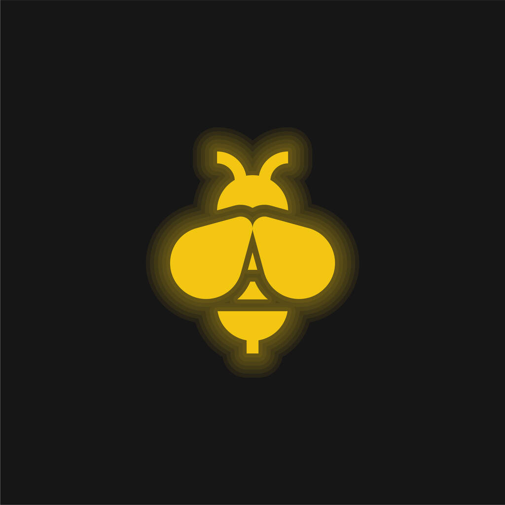 Bijengeel gloeiend neon icoon - Vector, afbeelding