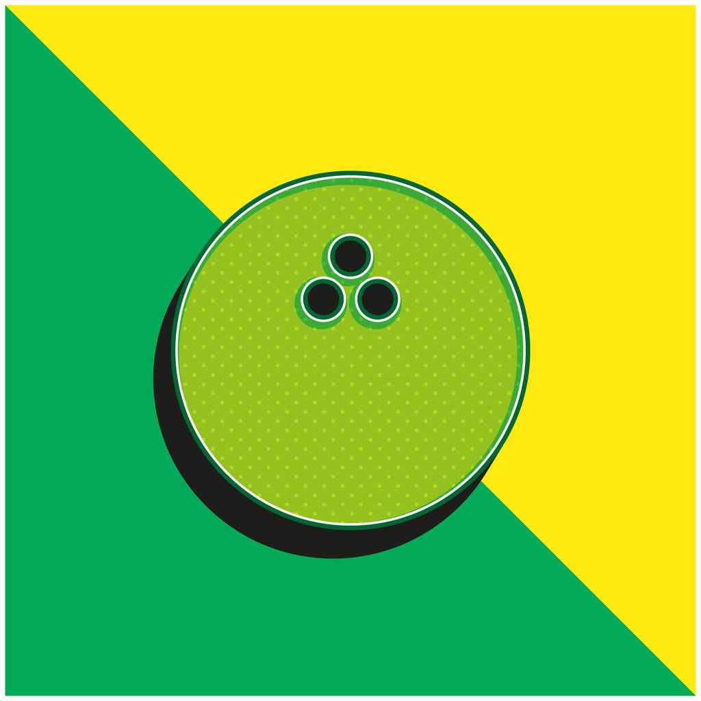 Боулинг шар зеленый и желтый современный 3D логотип векторной иконки - Вектор,изображение