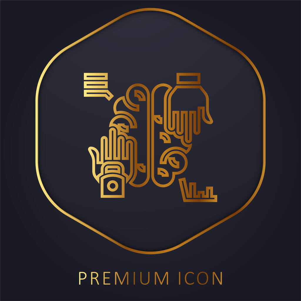 Artificial Intelligence golden line premium logo or icon - Vector, Image