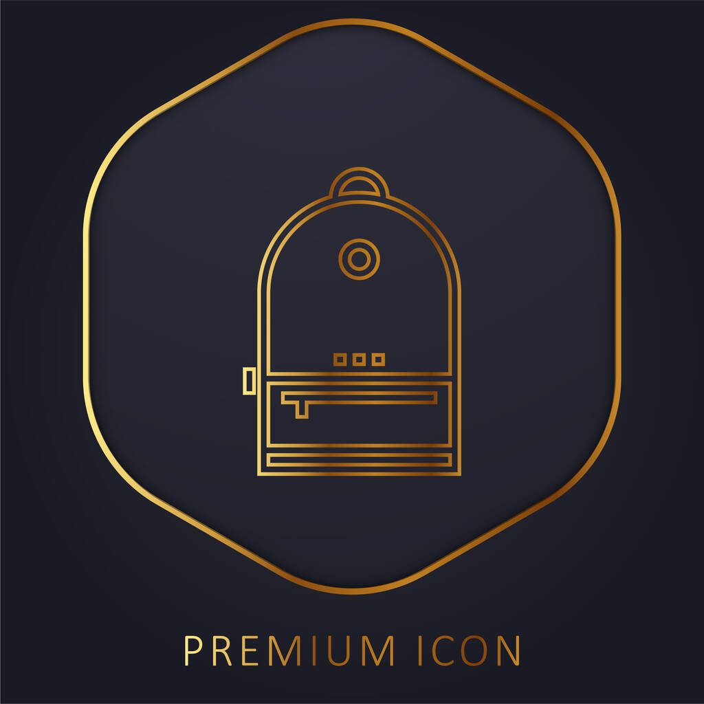 Mochila línea dorada logotipo premium o icono - Vector, imagen