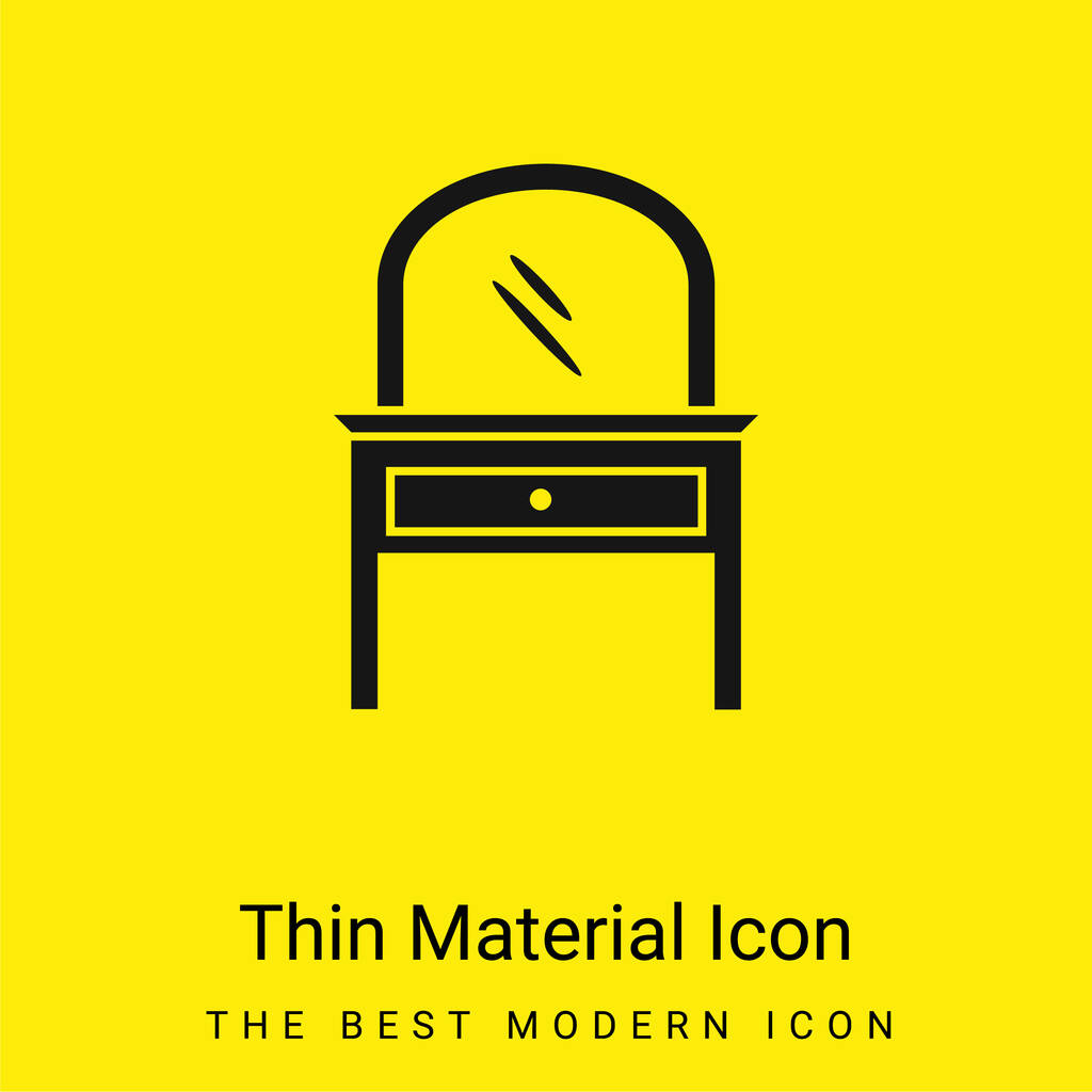Espejo del sitio de la cama en un icono de material amarillo brillante mínimo de los muebles del cajón - Vector, imagen