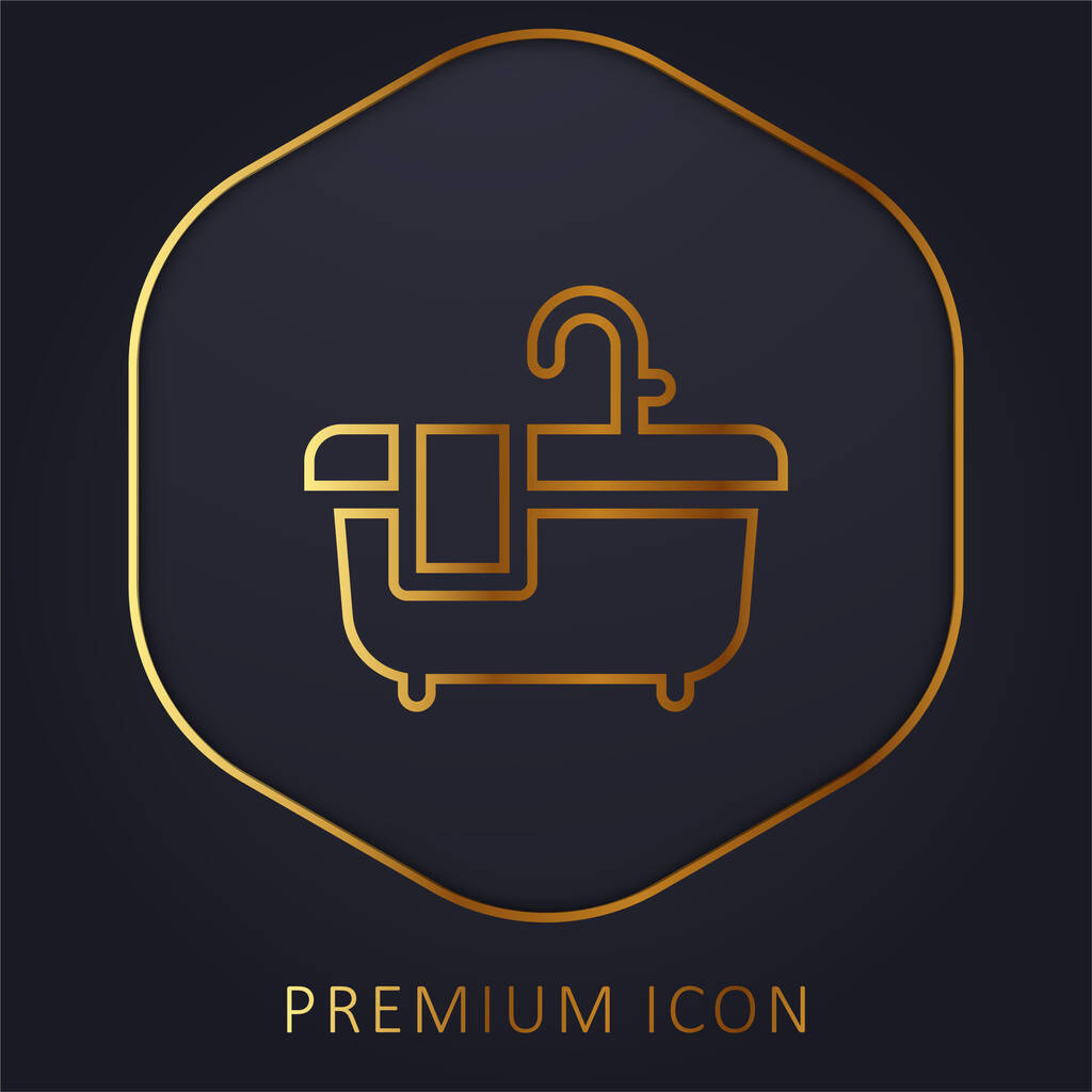 Banheira linha dourada logotipo premium ou ícone - Vetor, Imagem