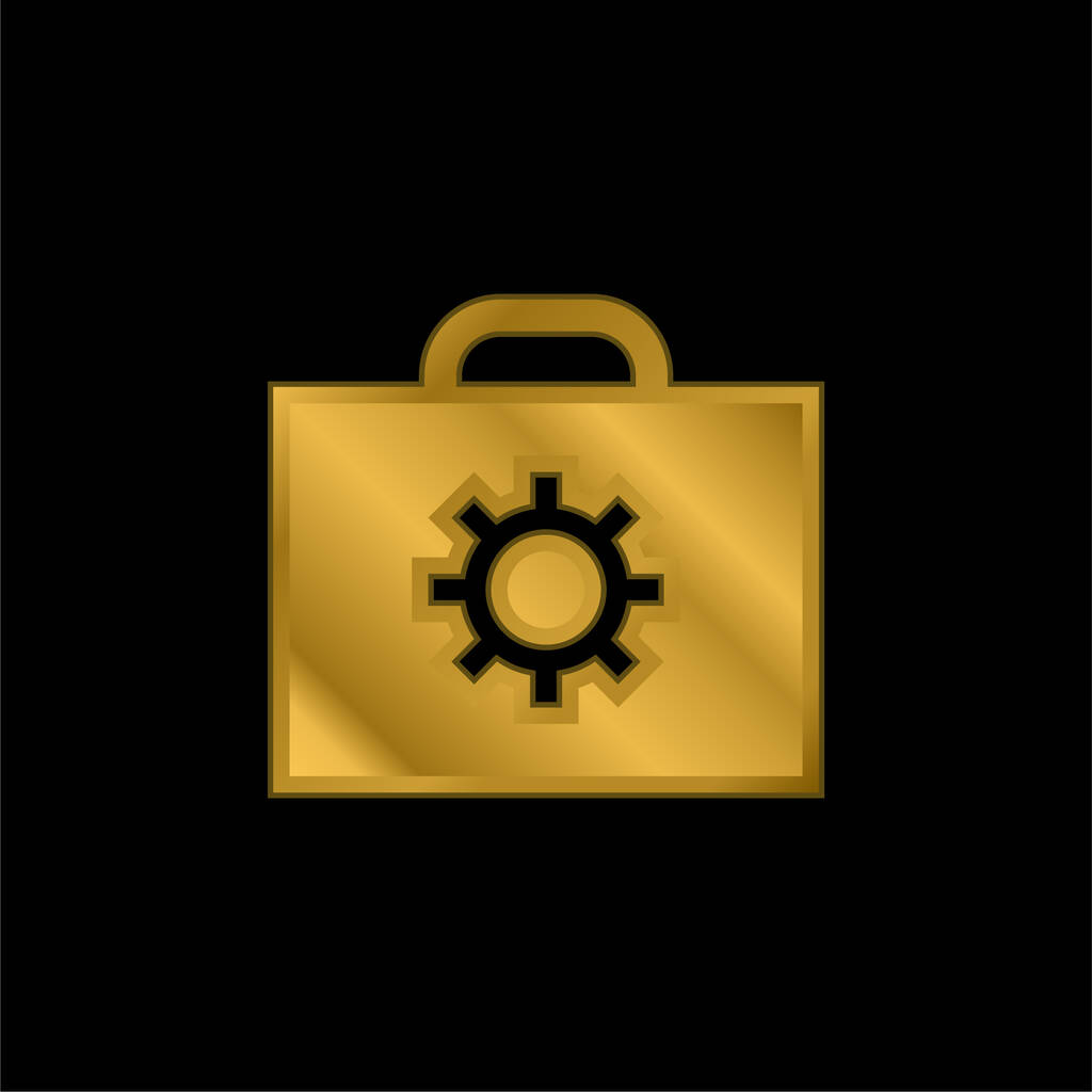 Teczka pozłacana metaliczna ikona lub wektor logo - Wektor, obraz