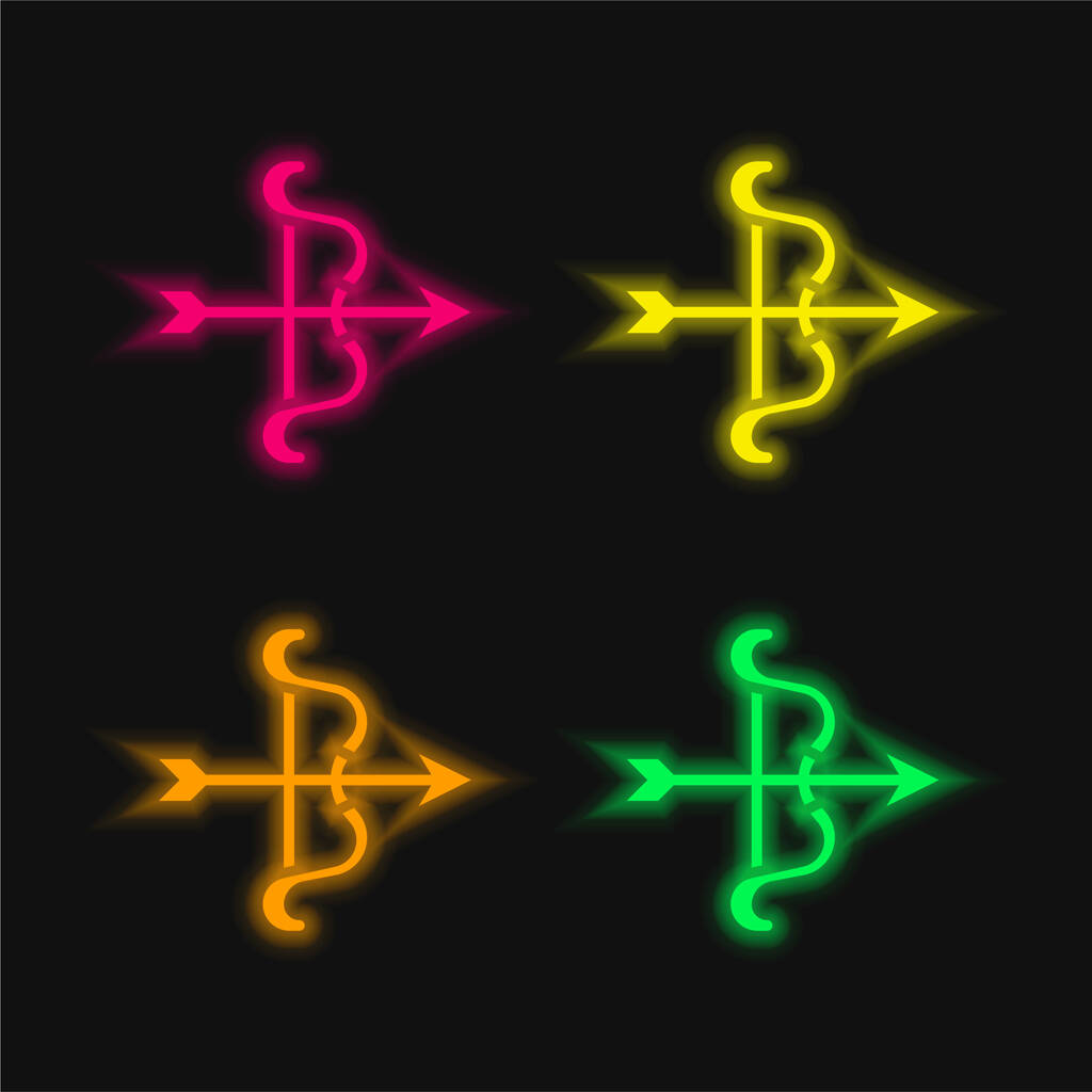 Лук чотирьох кольорів, що світяться неоном Векторна піктограма
 - Вектор, зображення