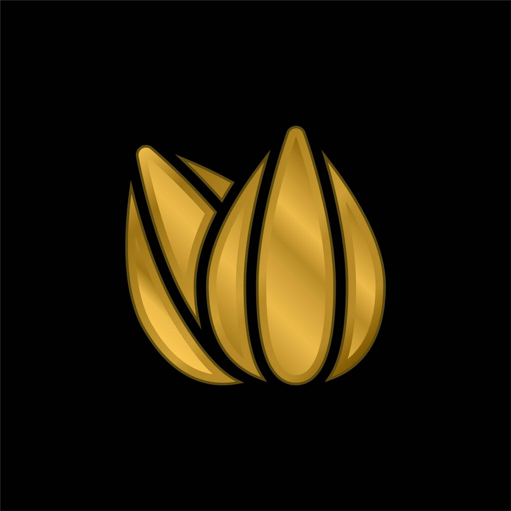 Icona metallica placcata oro mandorla o vettore logo - Vettoriali, immagini