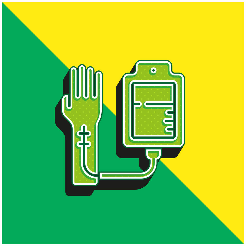 Blutspende Grünes und gelbes modernes 3D-Vektorsymbol-Logo - Vektor, Bild